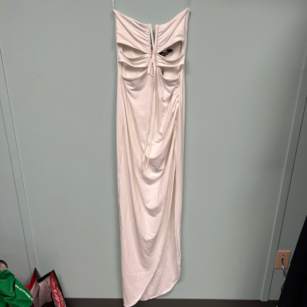 Nookie white  Strapless Ruched Gown for Weddings